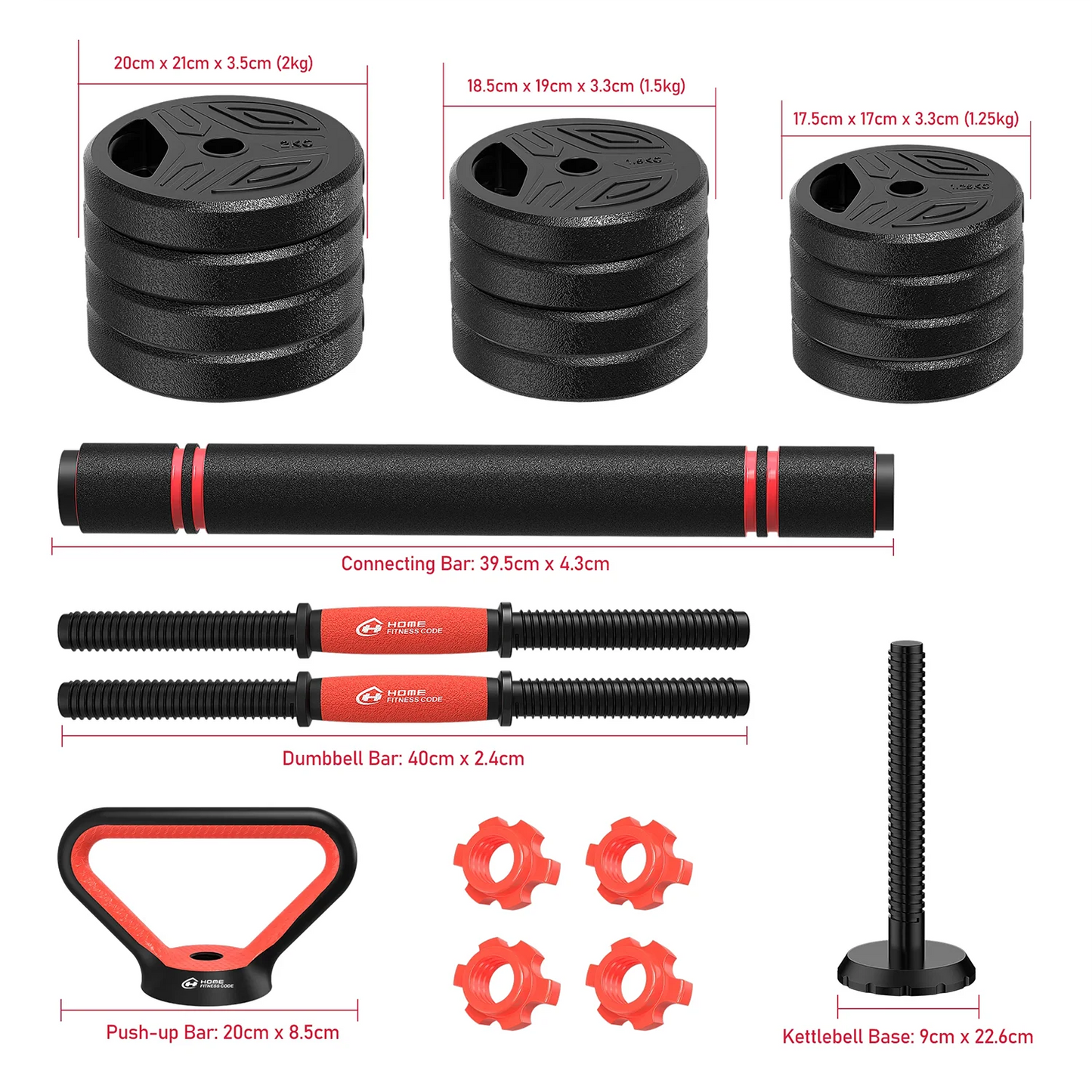 3-in-1 Dumbbell Barbell Set 20kg Weights Dumbbell Bars Adjustable Home Gym