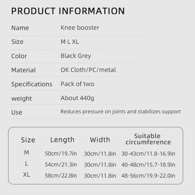 1 Pair Adjustable Knee Brace with Triple-Spring Booster, Rebound Stabilizer for Sports Training & Squat Support