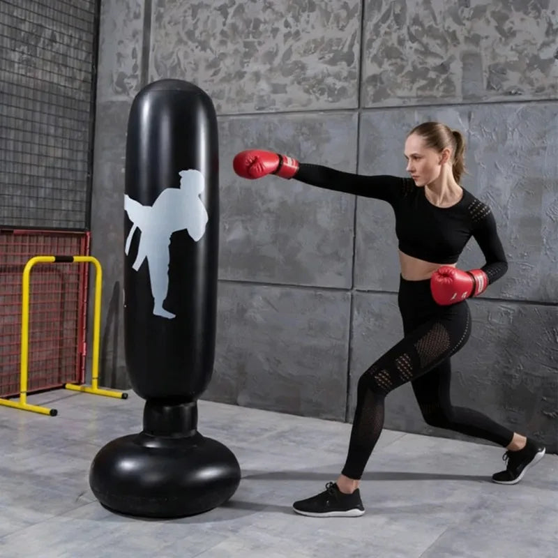 1pc KO Style Inflatable Boxing Sandbags Punching Bag Column Karate Taekwondo Training Props
