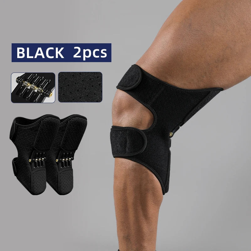 1 Pair Adjustable Knee Brace with Triple-Spring Booster, Rebound Stabilizer for Sports Training & Squat Support