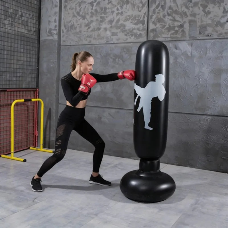 1pc KO Style Inflatable Boxing Sandbags Punching Bag Column Karate Taekwondo Training Props