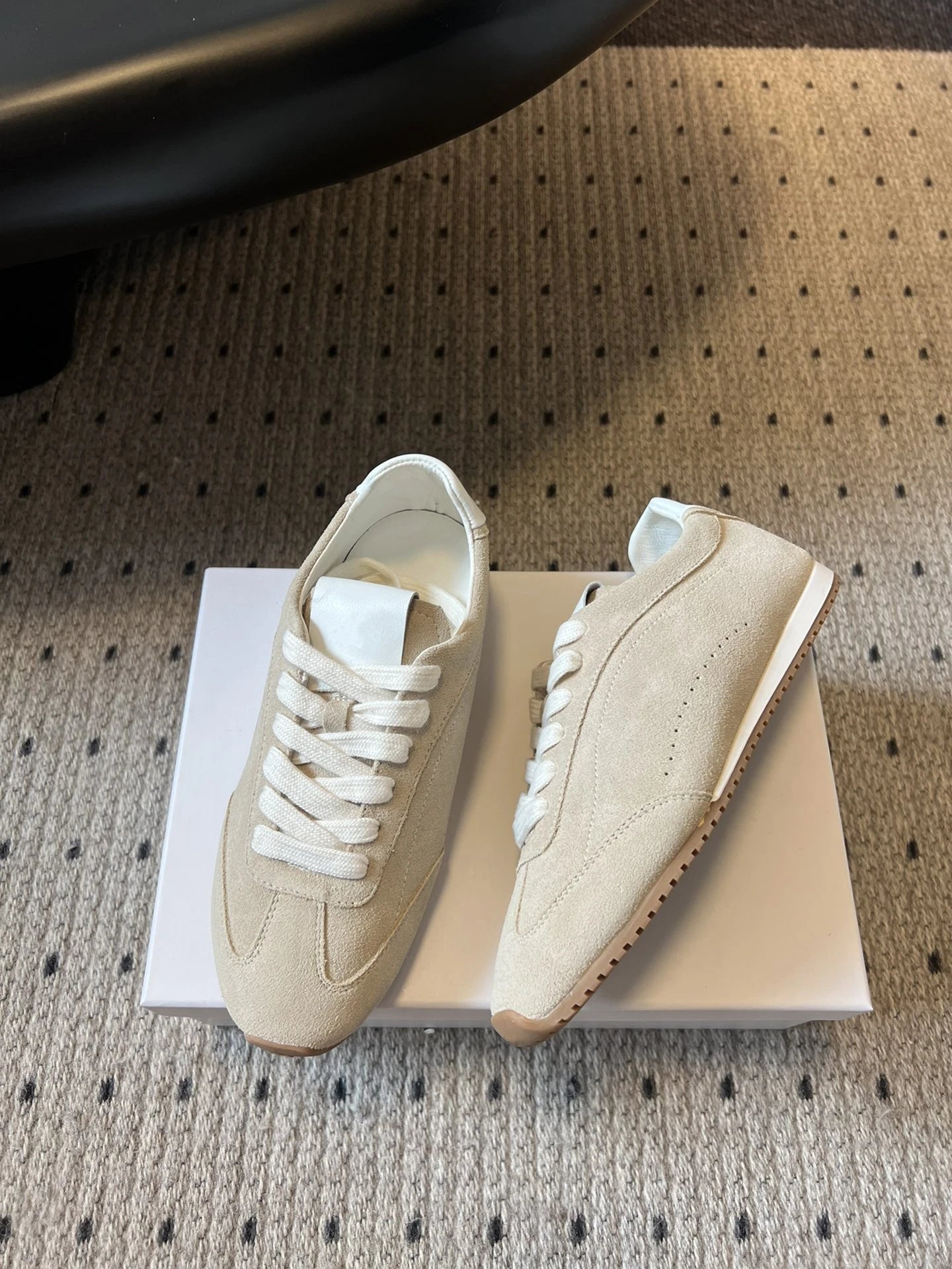 Unisex casual luxury flat sports, Forrest Gump running and bowling shoes, leather laced