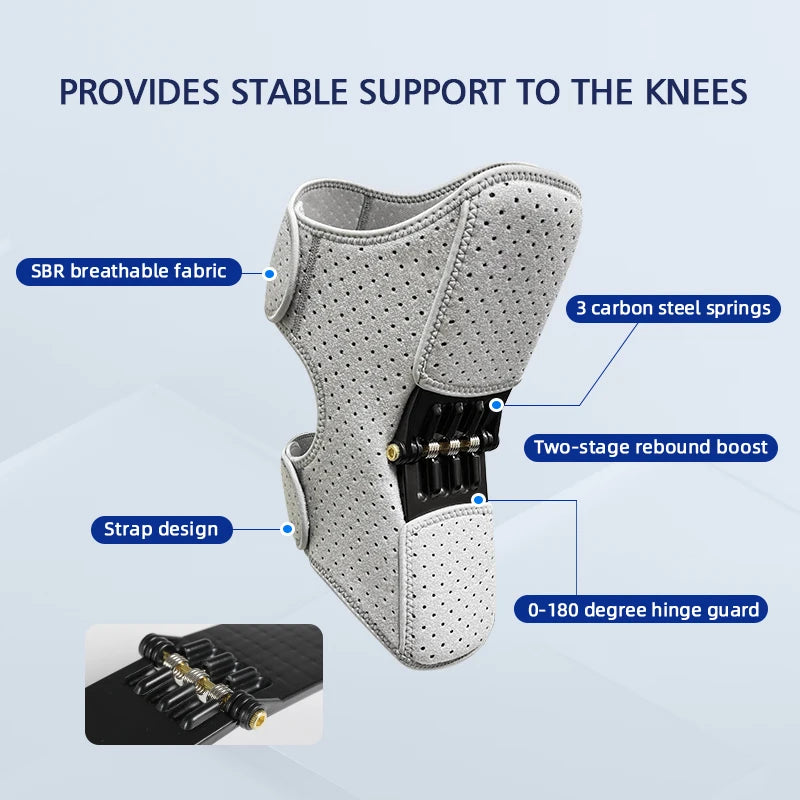 1 Pair Adjustable Knee Brace with Triple-Spring Booster, Rebound Stabilizer for Sports Training & Squat Support