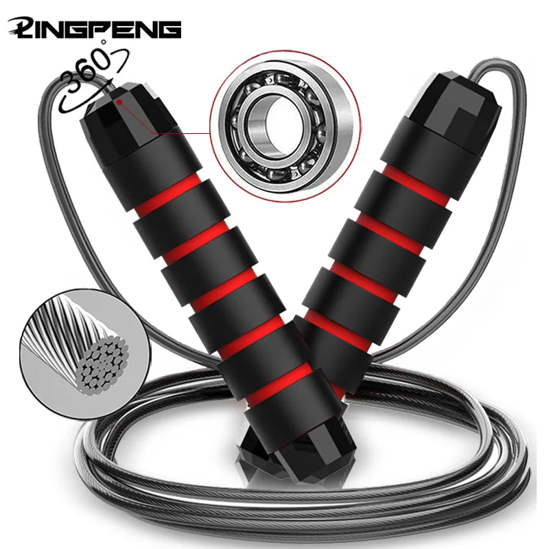 With Ball Bearings Adjustable Tangle-Free Speed Wire Jump Rope Workout with Foam Handles