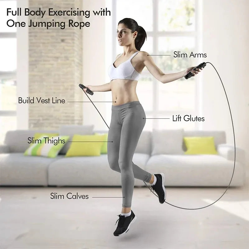 With Ball Bearings Adjustable Tangle-Free Speed Wire Jump Rope Workout with Foam Handles