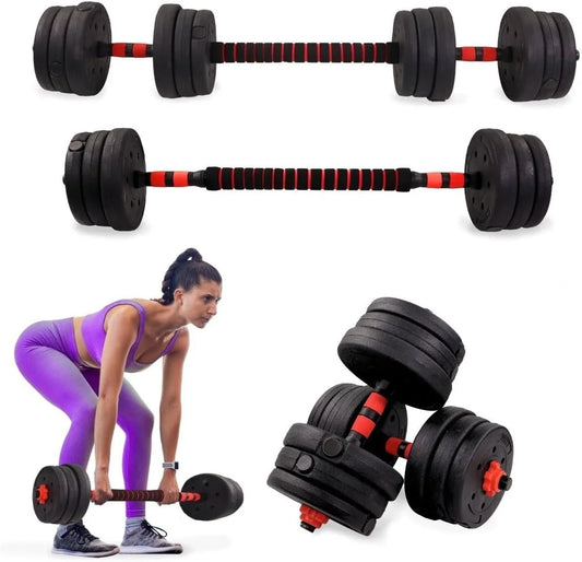 Dig Together, Adjustable dumbbells 20 kg, 2in1 Men's and Women's Danger BodyBuilding Kit, Black Red/Black